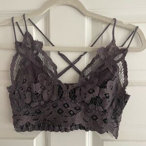 Lace Bralette in Charcoal Gray